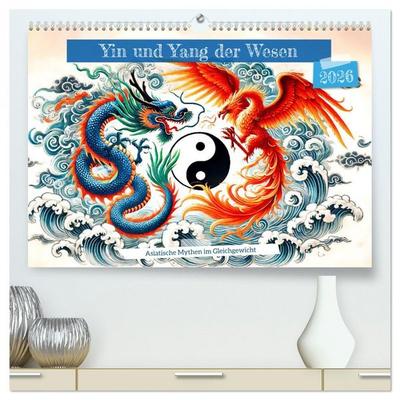 Yin und Yang der Wesen - Asiatische Mythen im Gleichgewicht (hochwertiger Premium Wandkalender 2026 DIN A2 quer), Kunstdruck in Hochglanz