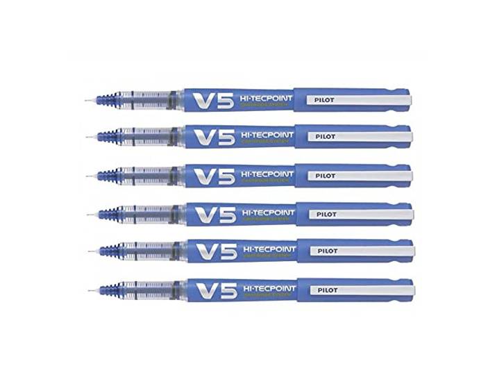 Pilot Rollerbalpen, navulbaar, V5, blauwe inkt, 6 stuks