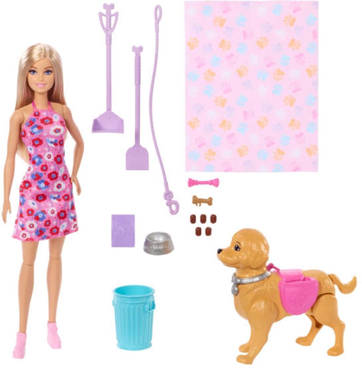 Mattel Barbie Family & Friends : Barbie Malibu - Puppy Walk Doll (JJB46)