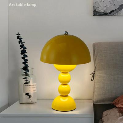 Inspired Living LunaBloom Mushroom Table Lamp Rechargeable LED Touch Control Bedside Night Light yellow