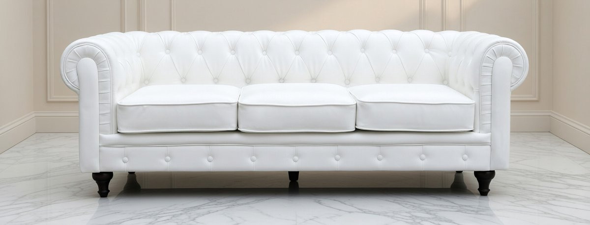 House&Garden Chesterfield 3-Zits Bank Aliza Luxe Wit Kunstleer – Breedte: 208 cm