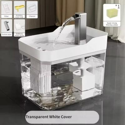 Uplift Essentials Transparent Automatic Cat Water Fountain With Anti Dry Burning Protection white