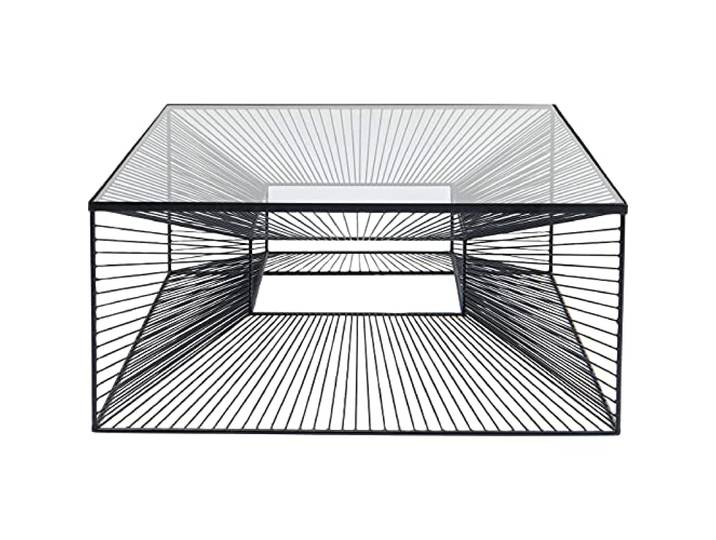 Kare Design Couchtisch Dimension, Schwarz, Beistelltisch, Wohnzimmertisch Stahlgestell, ESG-Glas Tischplatte, handgearbeitet, quadratisch, 38x81x81 cm (H/B/T)