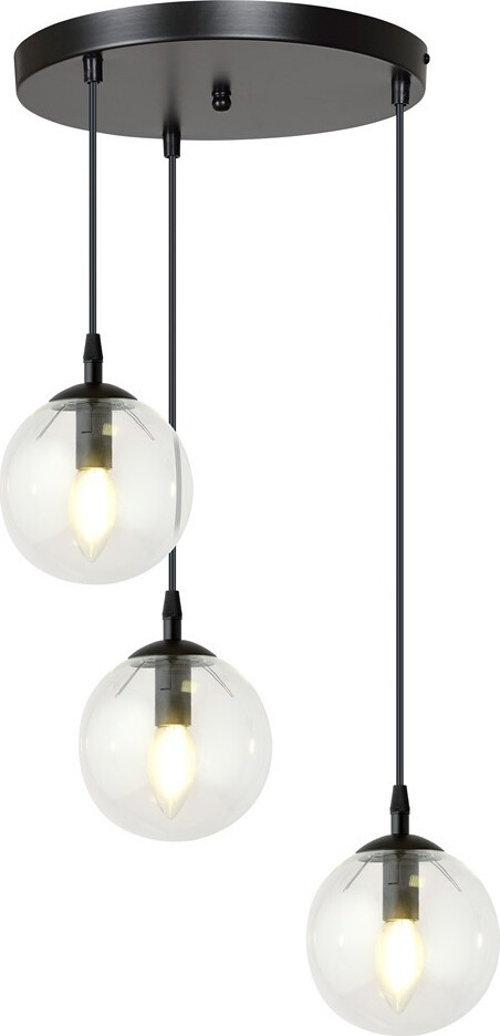 Emibig Lighting Hanglamp Cosmo 3 Zwart Transparant Premium 3xE14 40W