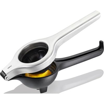 Zitruspresse GEFU "LEMON PRO", silber (silberfarben, schwarz), B:9,7cm H:8,7cm T:27cm, Entsafter, Edelstahl, bis zu einer Fruchtgröße von 8,4 cm Durchmesser