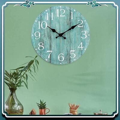 Daily Deals Depot Battery Operated Wall Clock Teal Green, Silent Non Ticking Turquoise Decorative Clock For Office, Patio, Indoor Outdoor Battery Operated Wall Clock Teal Green, Silent Non Ticking Turquoise Decorative Clock For Office, Patio, Indoor Outdo