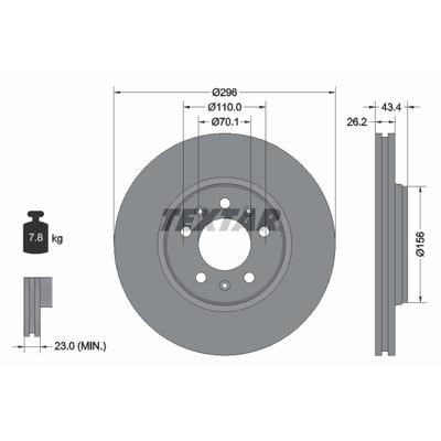 TEXTAR Bremsscheibe PRO+ 92270605 296mm 26mm für Opel PONTIAC