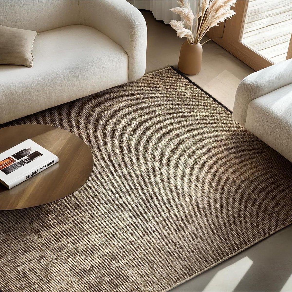 Beige Katoenen Vloerkleed - Chenille Kelim - Rechthoekig - Boho Stijl