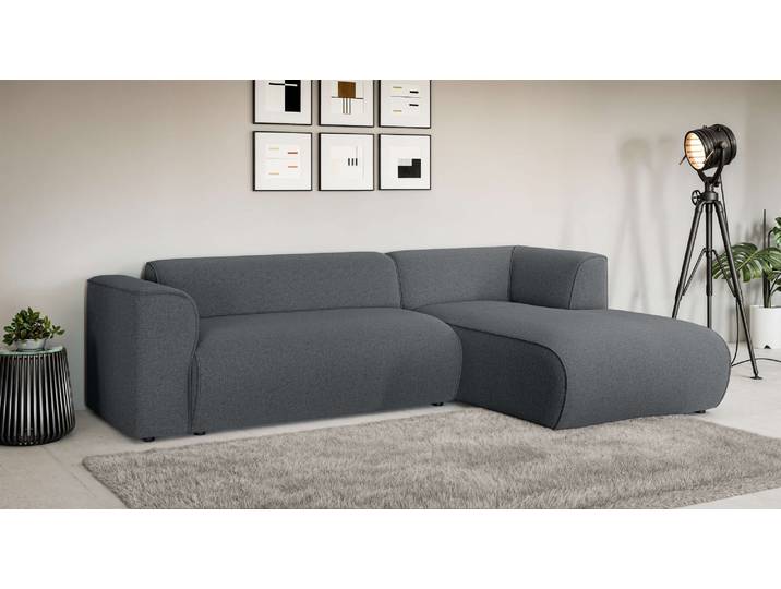 Ecksofa, 100% Polyester, Anthrazit, 257×161 cm, Mit Ottomane Rechts, Modern, Inosign