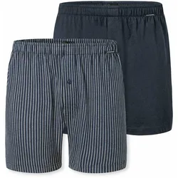 2 Schiesser Jersey-Boxer - Herren - Gr. L/6 - dunkelblau/gestreift