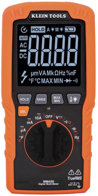 Klein Tools Multimètre numérique TRMS à plage automatique 600 V slim CAT III (MM450)