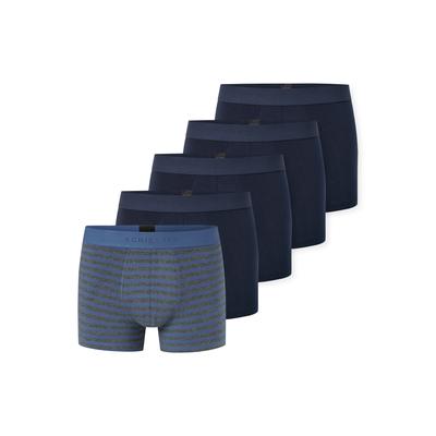 Boxershorts SCHIESSER "95/5 Multipacks", Herren, Gr. 5, Single Jersey, blau (932, sonstige), Single Jersey, Obermaterial: 95% Baumwolle, 5% Elasthan, körpernah, Unterhosen, ohne Eingriff, angenehm weich