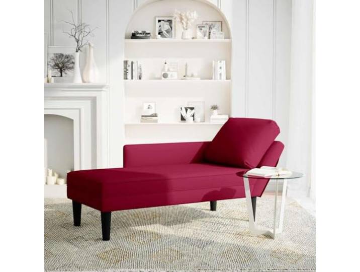 NLQMSU Langer Sessel, Velours, mit Kissen und Armlehne, rechts, Bordeauxrot Weicher Samt, hochelastischer Schaumstoff, Lendenkissen, rechte Armlehne, Wohnzimmer, Schlafzimmer, Büro