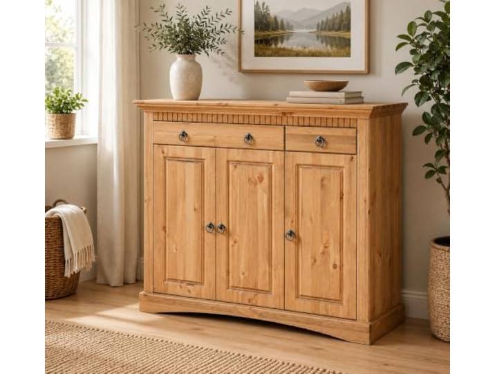 clever-moebel 3trg. Kommode aus Kiefernholz gelaugt/geölt Schrank, Sideboard