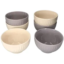6er Set Biko Müslischalen 650ml Keramik Vanille Grau Salat Bowl Dessert Snacks
