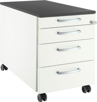 Schäfer Shop Select Rollcontainer 1233, 4 Schübe, Griff rund, weiß/graphit