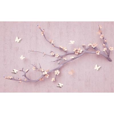 Papermoon "Blumen mit Schmetterlingen rot"