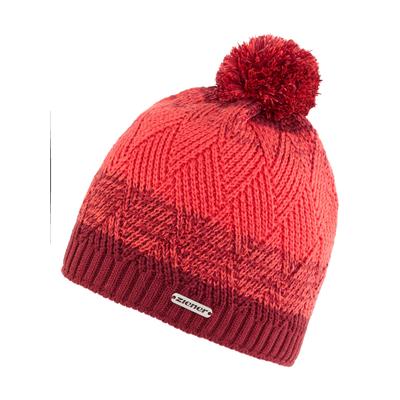 Strickmütze ZIENER "IXIA-Z DAMEN", Damen, rot (wine pigment), Materialmix, Mützen Strickmütze, warm, mit weichem Fleecefutter