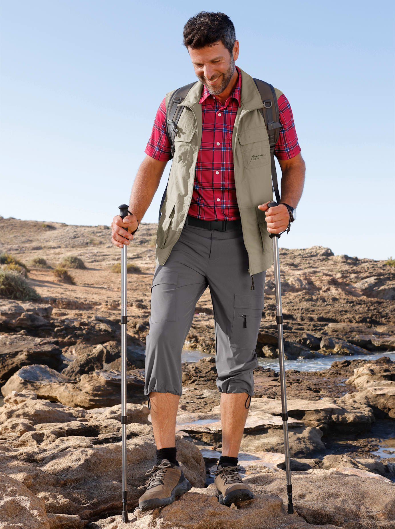 Outdoorhose CATAMARAN, Herren, Gr. 62, Normalgrössen, grau (anthrazit), 93% Polyester, 7% Elasthan, unifarben, Hosen Outdoorhose anthrazit 62, Normalgrössen