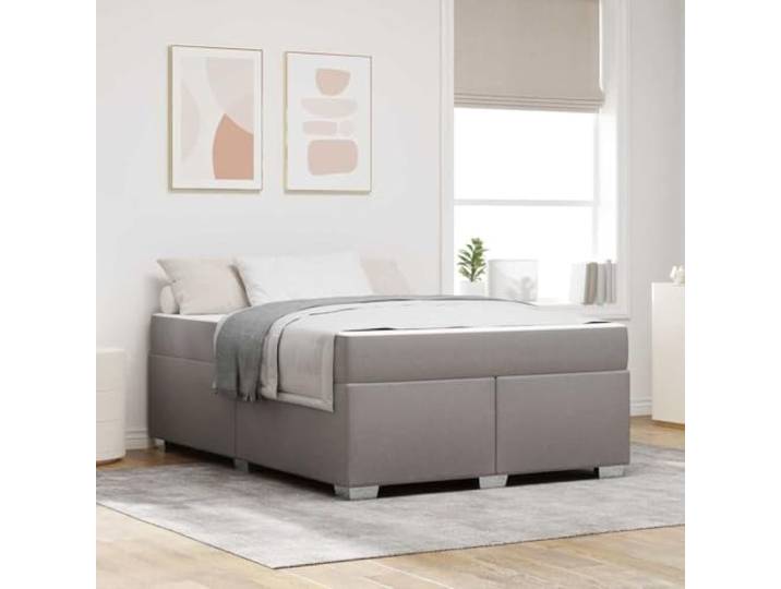RJPLMFV Bettgestell mit Matratze, Taupe, 160 x 200 cm, Stoff Moderne, Taschenfederkernmatratze, mittlere Festigkeit, inklusive Latten, robuste Kunststofffüße
