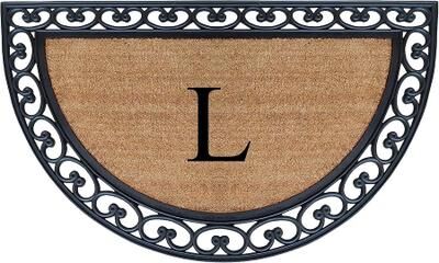 "A1 Home Collections Half Round Rubber Coir Monogrammed Double Doormat, 30"" x 48"""