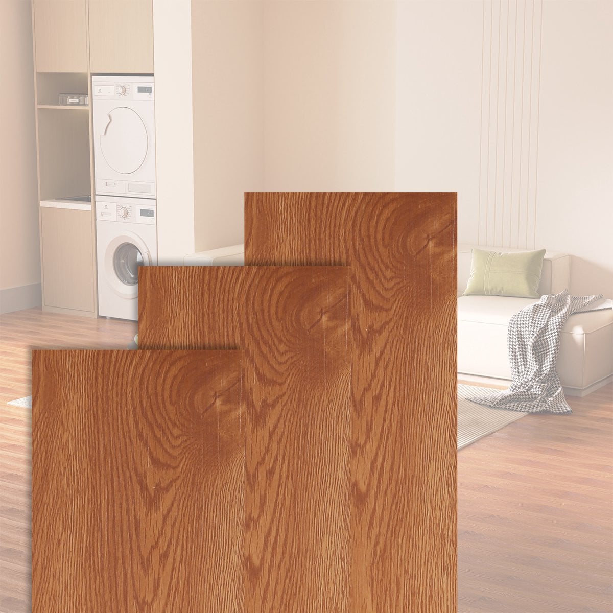 Zelfklevende PVC laminaat vloerset met houtlook in warm bruin, 28 stuks, 4m²