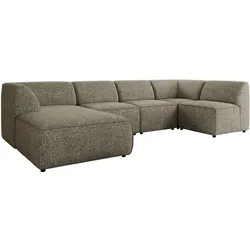 WOHNLANDSCHAFT MODARO U 5M - Grau Struktur - Links