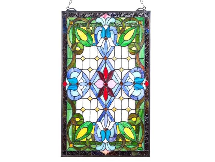 VEVOR Attrape-Soleil Vitrail 73\,1x43\,3 cm\, Vitrail Suspendu avec Chaîne\, Style Tiffany\, Rectangle Vertical\, Artisanat Traditionnel Vintage pour la Décoration de la Cuisine et de la Maison Fenêtre