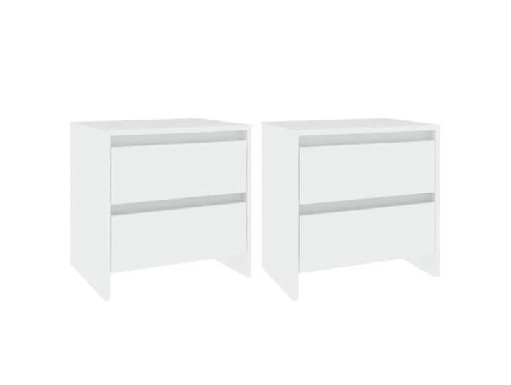 Tmriohed Nachttisch 2er Set Weiß 45x34,5x44,5 cm aus Holzwerkstoff Kompakter Nachtschrank für Schlafzimmer mit 2 Schubladen für Bücher und Kleinteile. Pflegeleichtes Design.