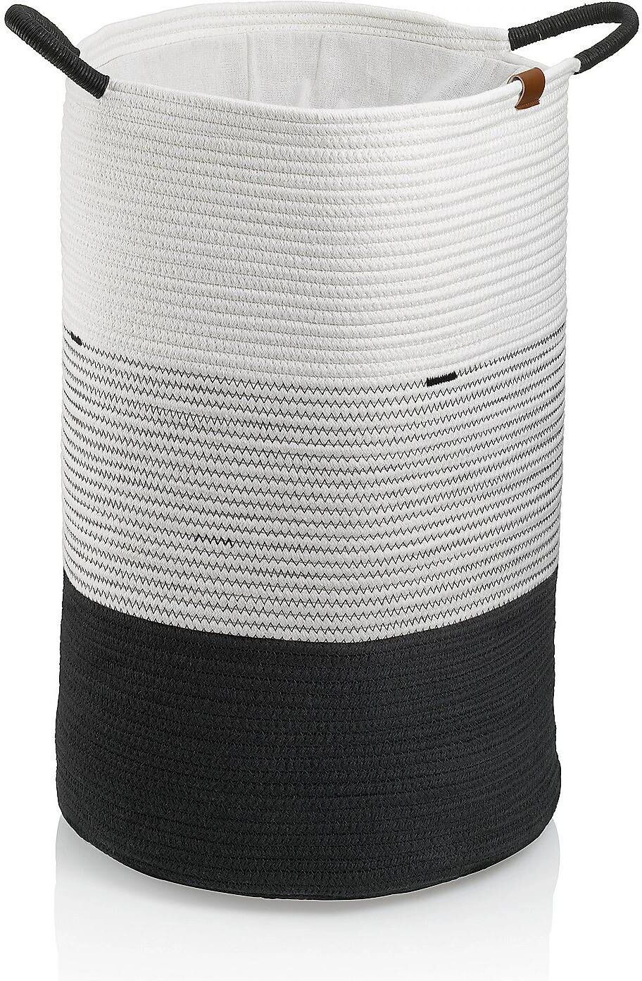 Wäschekorb KELA "Hedda 71 l, Grau/Schwarz/Weiss", grau (grau, schwarz, weiß), B:40cm H:57cm, Baumwolle, Polyester, Wäschesammler, Wäschekorb grau, schwarz, weiß 71 l