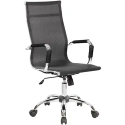 Dmora Bürostuhl Dardit, Chefsessel mit Armlehnen, Ergonomischer Bürostuhl, Schwarz, 63x54h106/116 cm