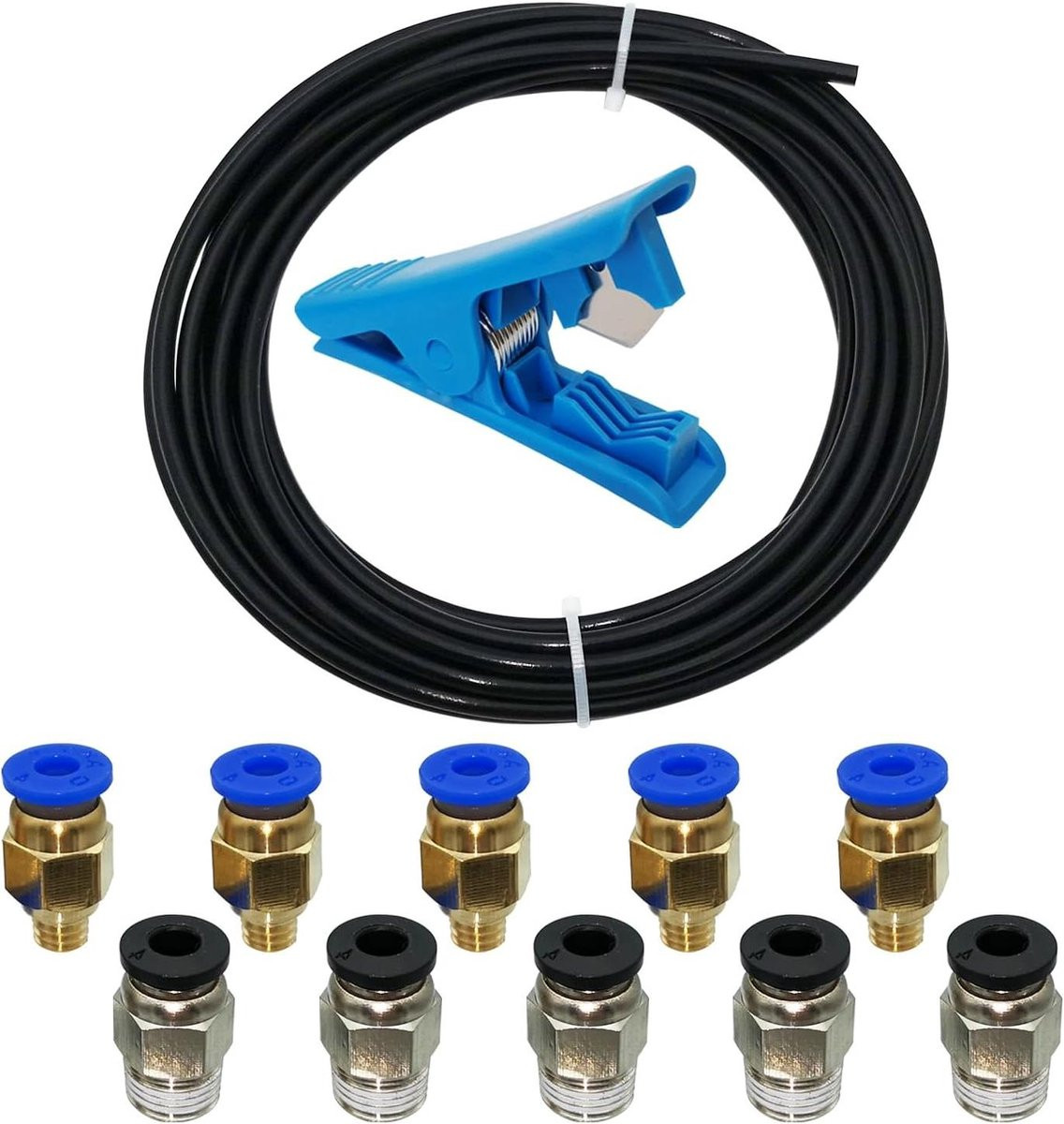 Zwarte PTFE-slang van 5 meter met accessoires voor FDM 3D-printers