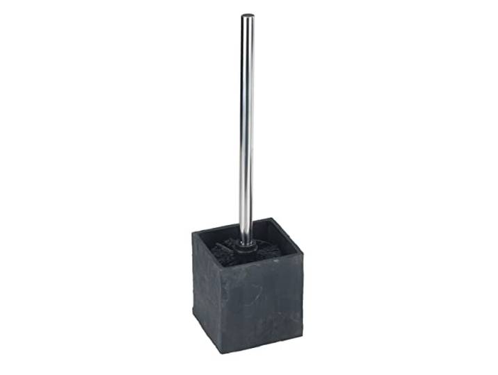 WENKO Brosse WC Slate Rock acier inox - Porte-brosse WC\, Polyrésine\, 10.2 x 38 x 10.2 cm\, Anthracite