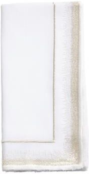 Saro Lifestyle Embroidered Border Cloth Napkins (Set of 4) - Decorative Dinner Napkins for Holiday Entertaining, Elegant Table Settings
