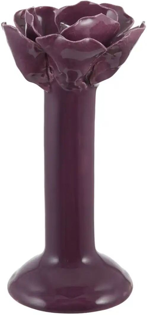 HOME STORY Kerzenhalter Blüte   ¦ lila/violett ¦ Steingut ¦ Maße (cm): H: 17  Ø: