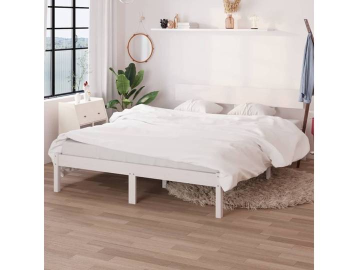 furnicato Bettgestell Modernes Holzbett Weiß 196,5x145,5x70 cm aus Massivholz (1-tlg)