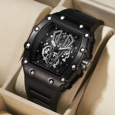 Uplifted Finds Mens Large Dial Waterproof Quartz Sport Watch With Luminous Display And Square Design rose Gold