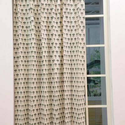 Fabdivine Handmade Pleated Floral Curtain Block Print Window Drape for Living or Bedroom Home, Kohinoor