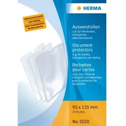 HERMA Ausweishülle 95 x 135mm transparent, für Fahrkarten und Kundenausweise, Packung à 25 Stück