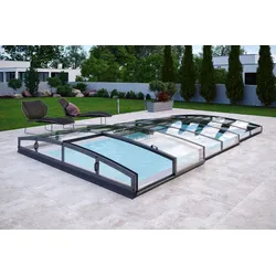 Schienenlose Pool-Überdachung / Pool-Abdeckung SkyCover® Liberty 4.5x8.5m ohne Schienen