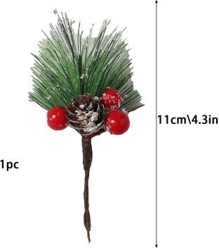Discount Dollar Deals Artificial Pine Branches, Christmas Decoration, Holly Red Berry Branches, Wreath, Christmas Tree Gifts Decoration 5 2pcs