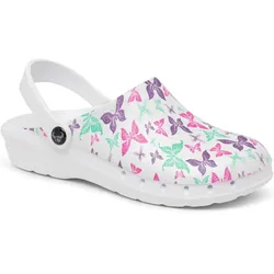 Damen Clogs "ODEN+ PRINT" Butterfly - 37 - Weiß