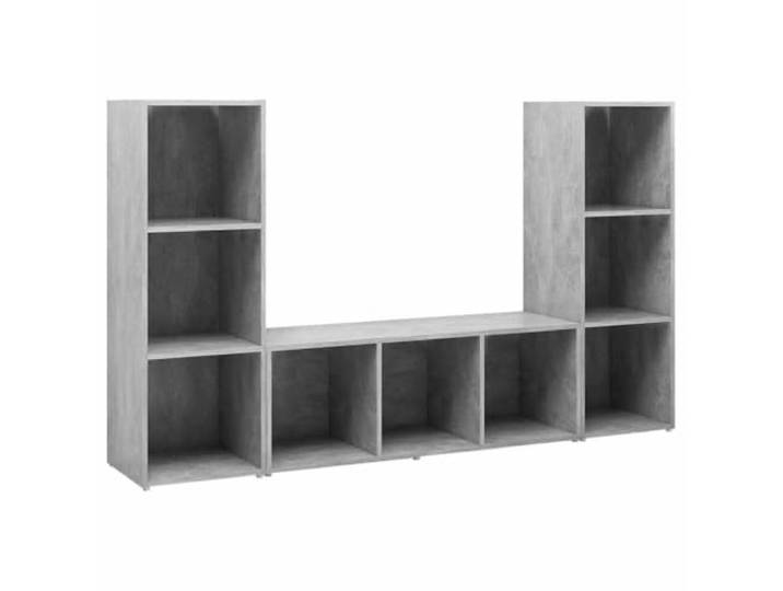 GHVBNMF TV-Schrank 3er-Set Betongrau 107x35x37 cm aus Holzwerkstoff Flexibles Phonomoebel Set in Betongrau fuer Wohnzimmer und Schlafzimmer, waagerecht oder senkrecht nutzbar.