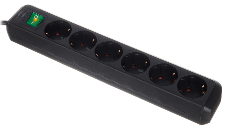 Brennenstuhl Eco-L 6 Way Split Sw 1,5m BK nero