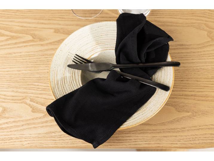 Servietten Schwarz Rose - 2er-Set im ruhigen und elegantem Schwarz - Schwarz - Luxusbetten24