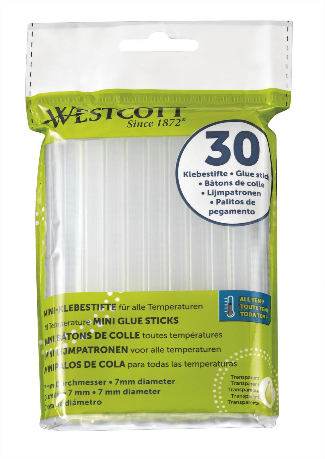 WESTCOTT Heißklebesticks mini  transparent E-16837 00