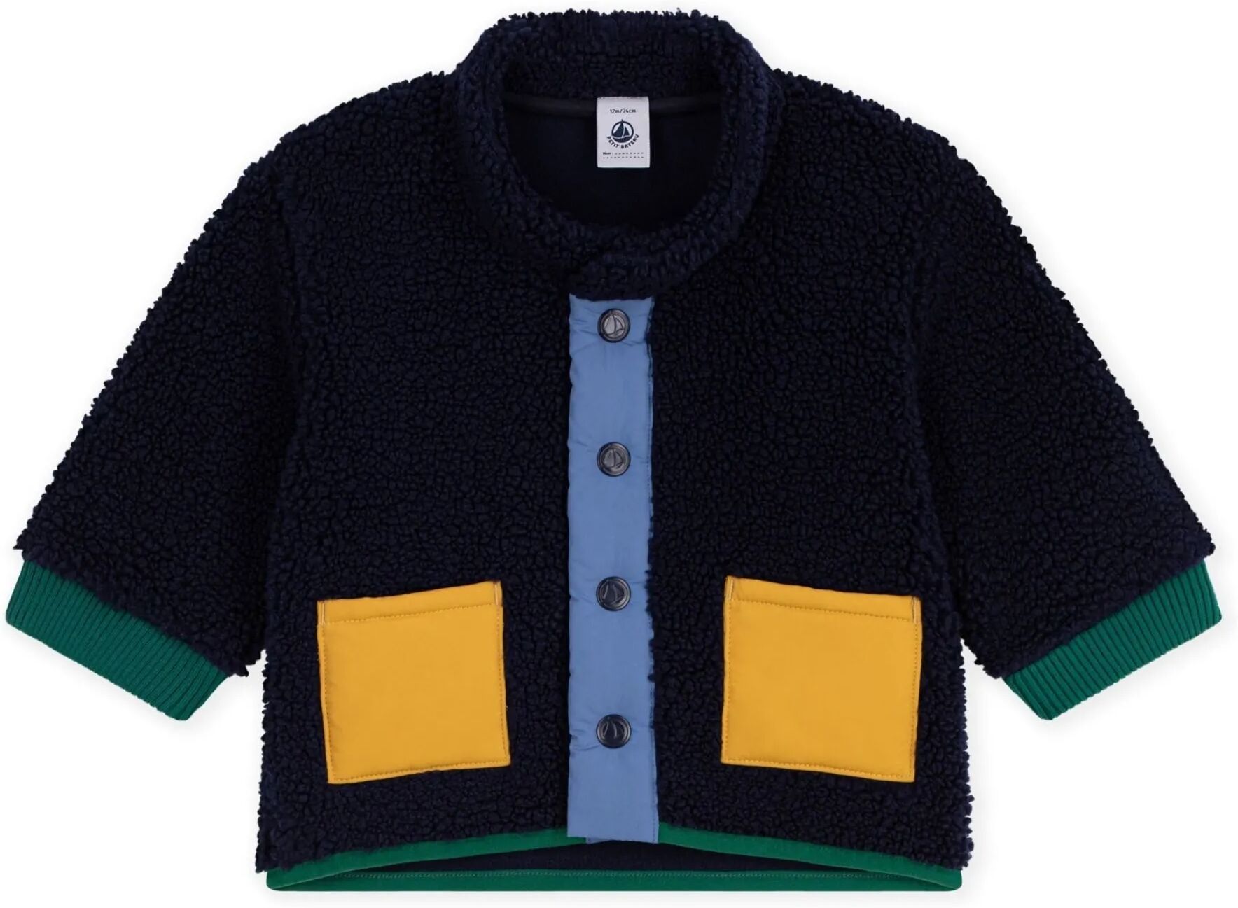 Petit Bateau Veste Façon Sherpa Bleu marine 6 mois