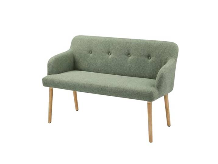Riess Ambiente Sitzbank Scandinavia MEISTERSTÜCK - 115x57cm - Salbei Beine: natur, mit Armlehne, gepolstert, Skandi-Stil, pflegeleichte Oberfläche, belastbar bis 240 kg