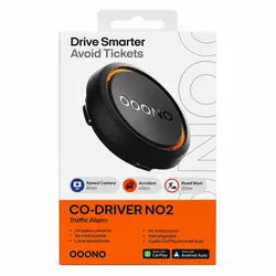OOONO CO-DRIVER NO2 – Verkehrsalarm fürs Auto, wiederaufladbar (USB-C), mit App, ohne Abo, CarPlay & Android Auto