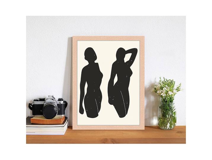 Bild Abstract Black Bodies Rahmen: Massivholz Buche, lackiert Abdeckung: Plexiglas Beige 33 x 43cm